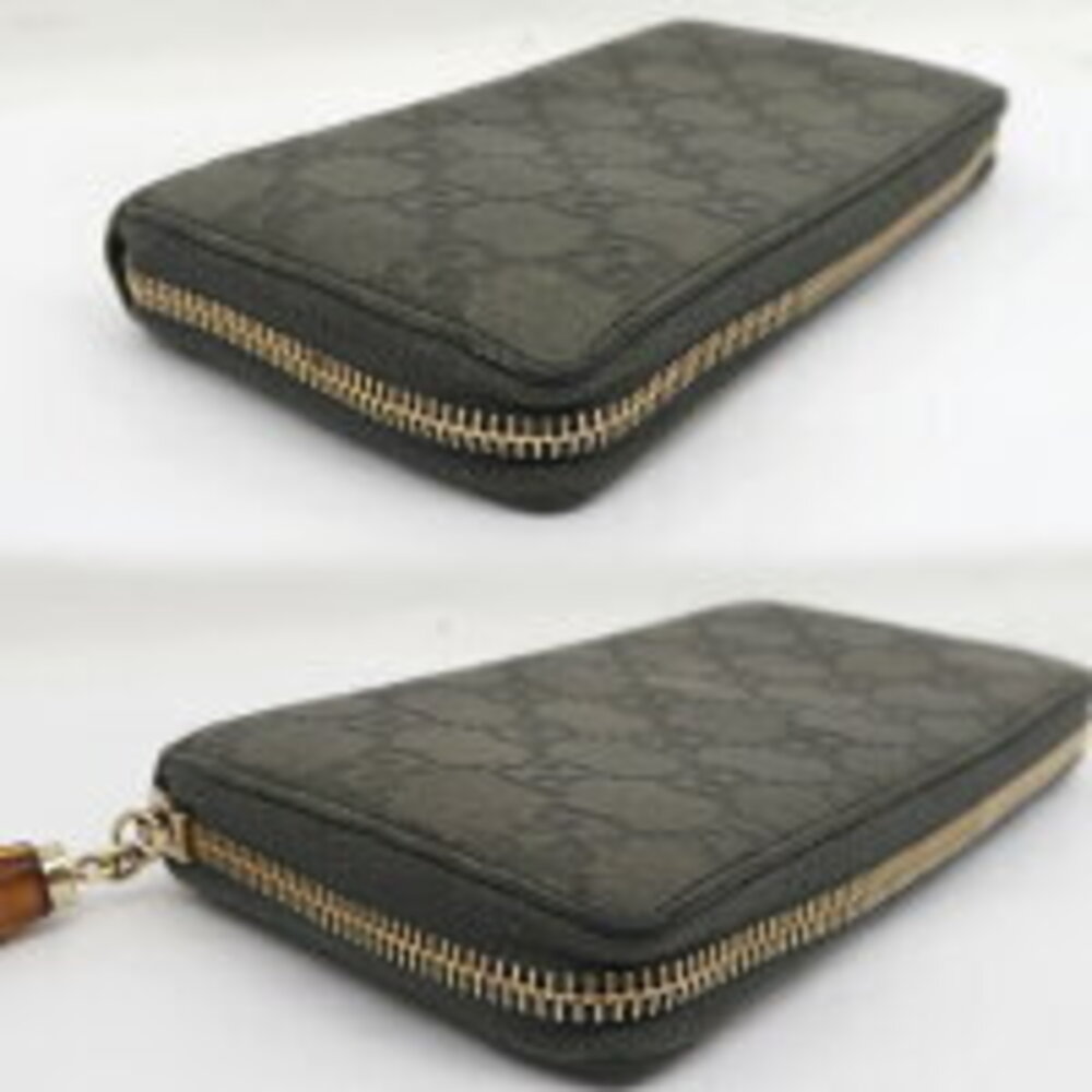 Gucci Canvas charm tassel GG Brown leather monogram wallet